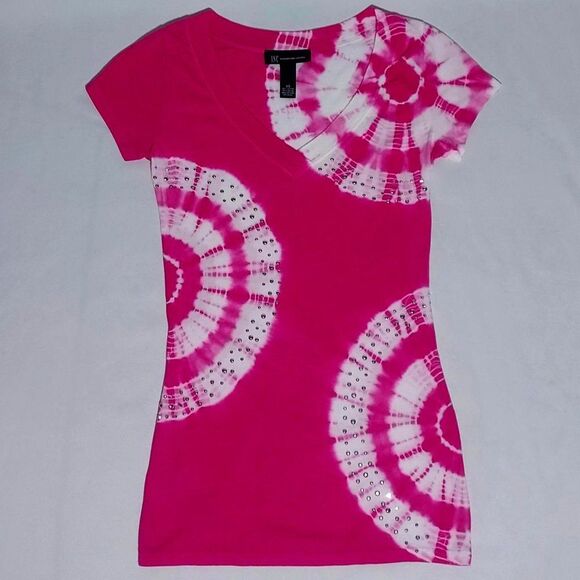 INC International Concepts Tops - INC International Concepts Women's Pink Tie Dye Top with Rhinestones Size XS